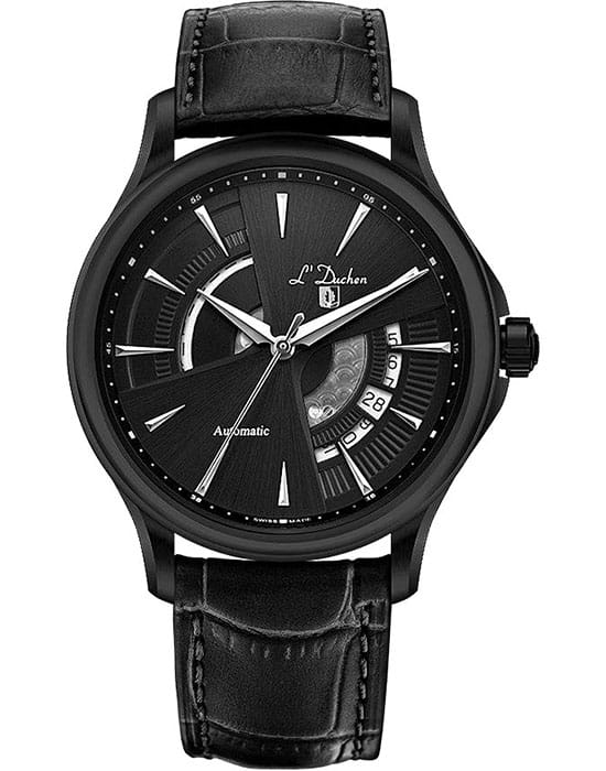 L'Duchen LDuchen D 153.71.31  D 153.71.31 механические мужские часы черный циферблат, браслет кожаный — вид спереди